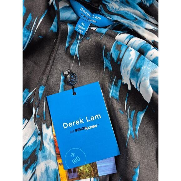 NWT Derek Lam For Design Nation Halter Dress Tunic Black/Teal/White Poly Sz XL - Picture 6 of 8